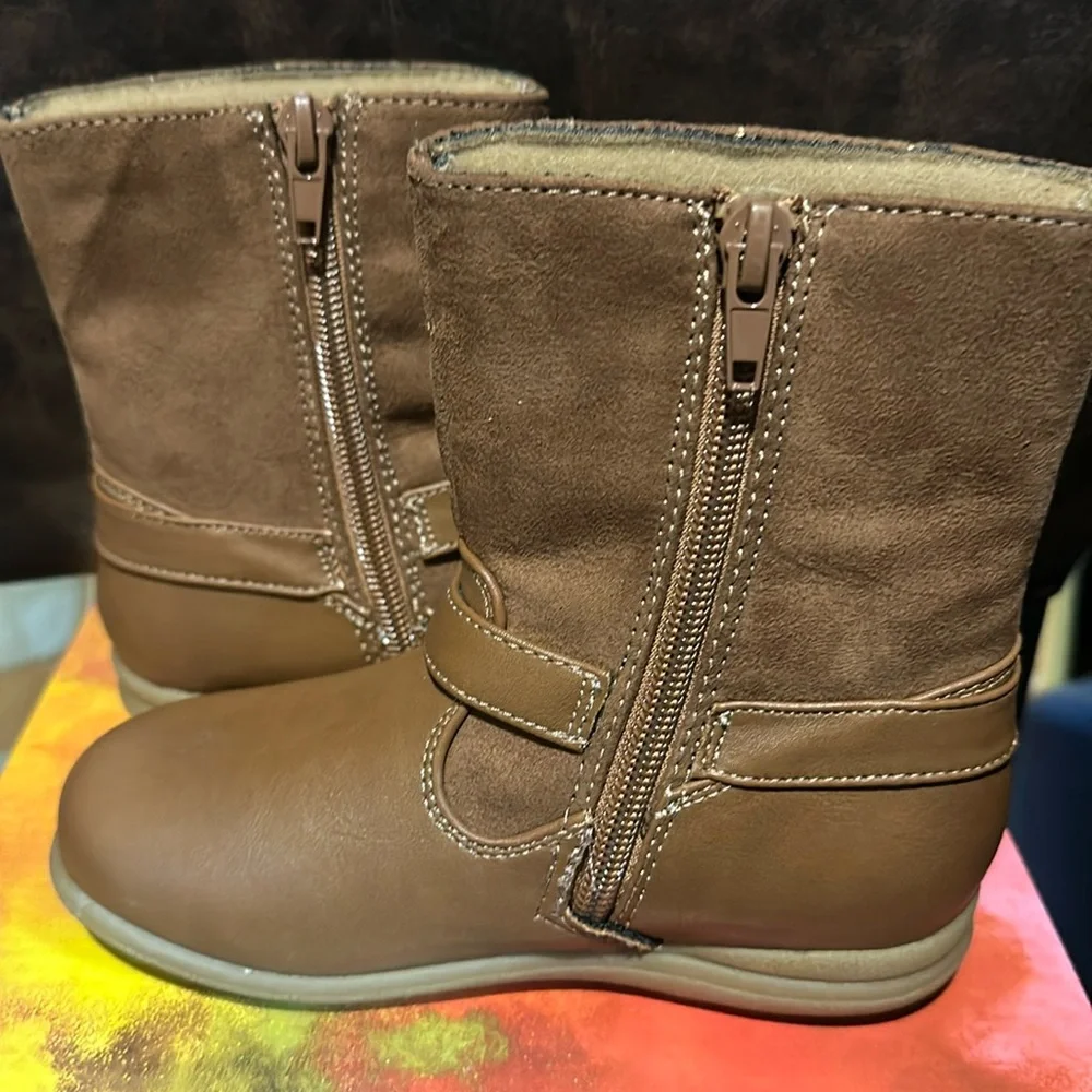 RACHEL SHOES CAMILLA BOOTS: COGNAC: NEW IN BOX: SIZE 10